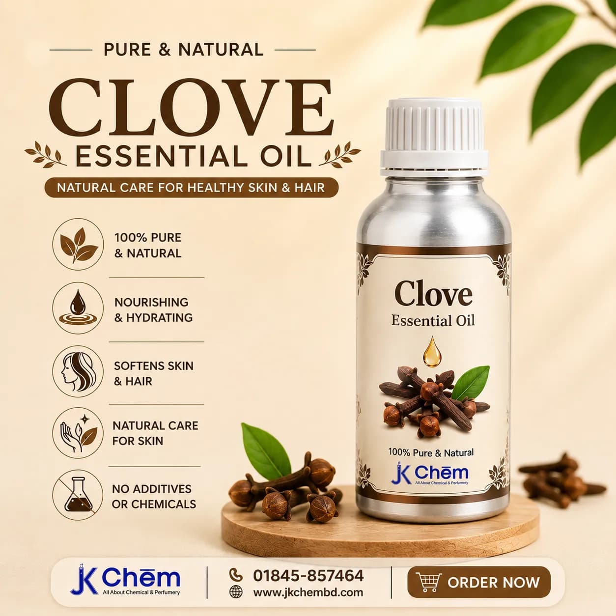 Premium Clove Essential Oil – Clove Oil, Cosmetic Grade Natural Oil for Skin Care, Hair Care, Soap Making & Aromatherapy