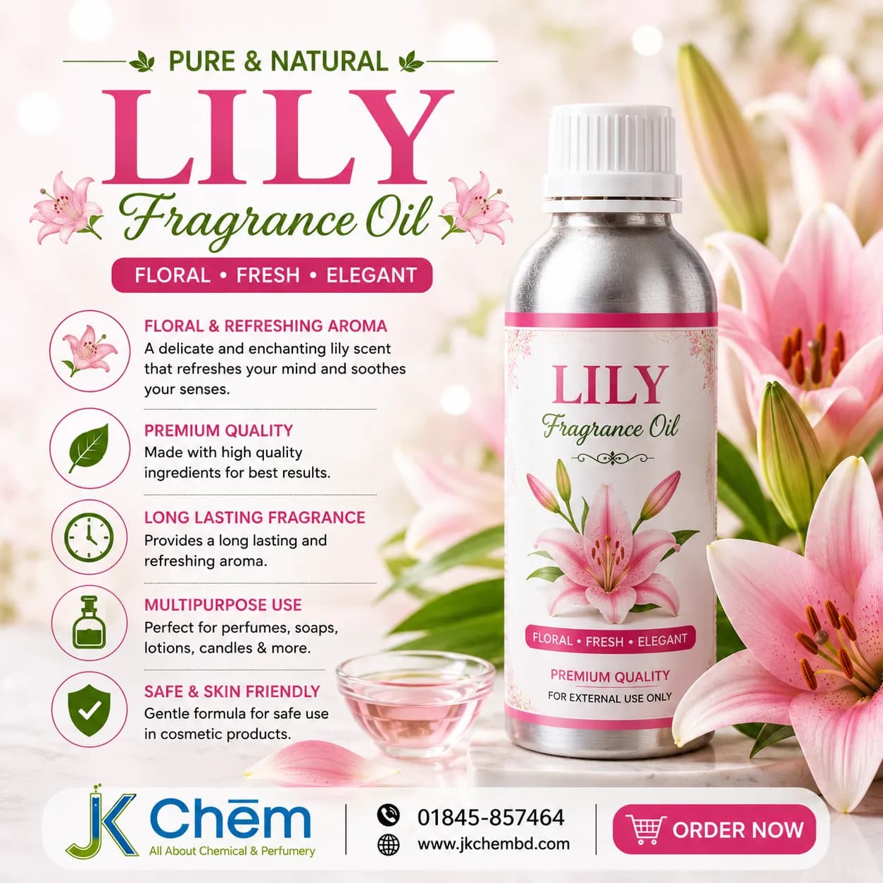 Premium Lily Fragrance Oil – Cosmetic Grade Long-Lasting Floral Scent for Soap, Candles & Personal Care Products