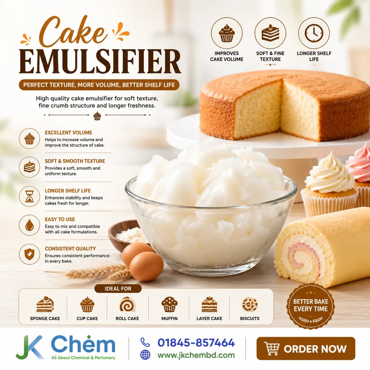 Cake Emulsifier (Food Grade) | Professional Baking Emulsifier for Sponge Cake, Muffins, Cupcakes & Bakery Applications
