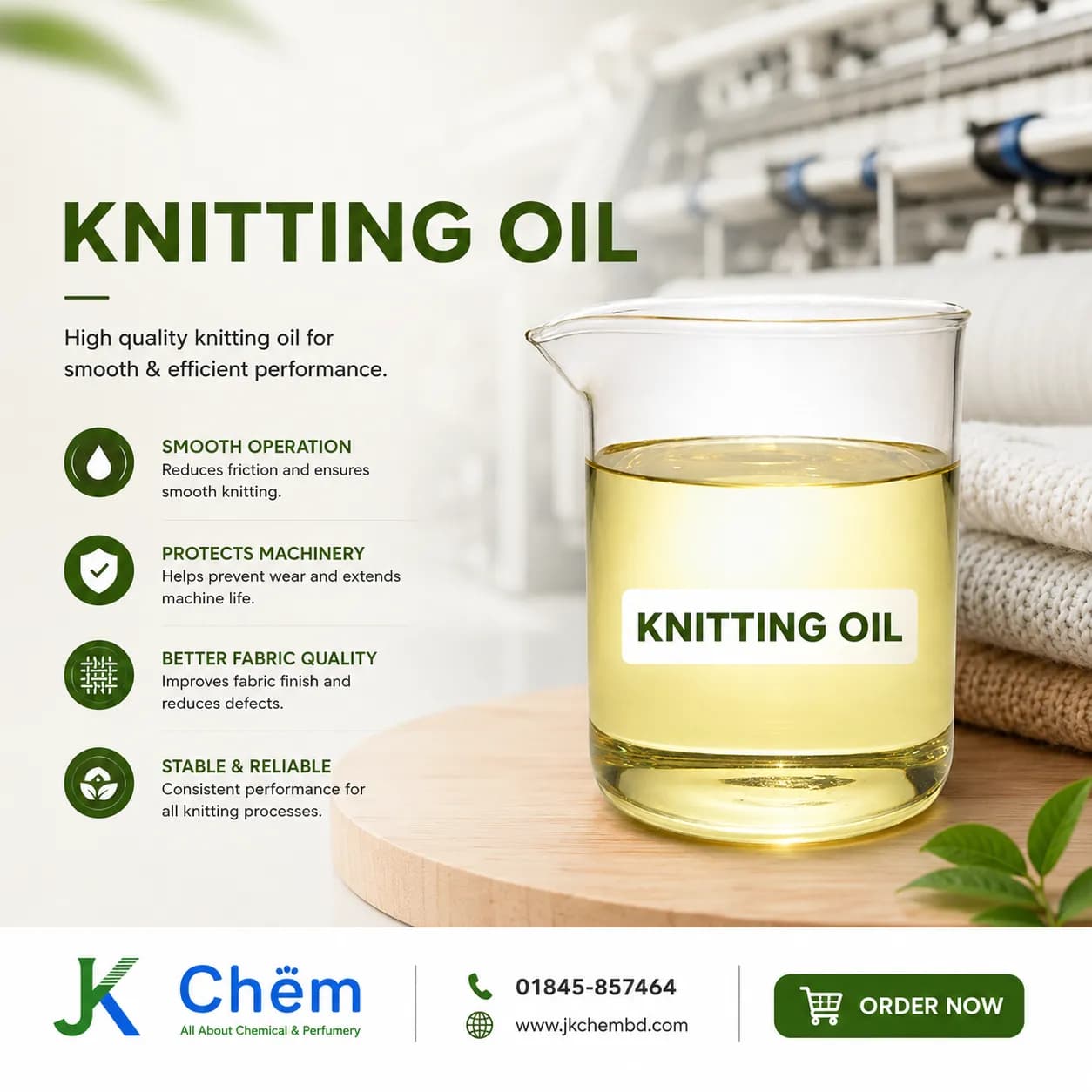 Knitting Oil | High Quality Textile Machine Lubricant for Circular Knitting, Flat Knitting & Textile Machinery