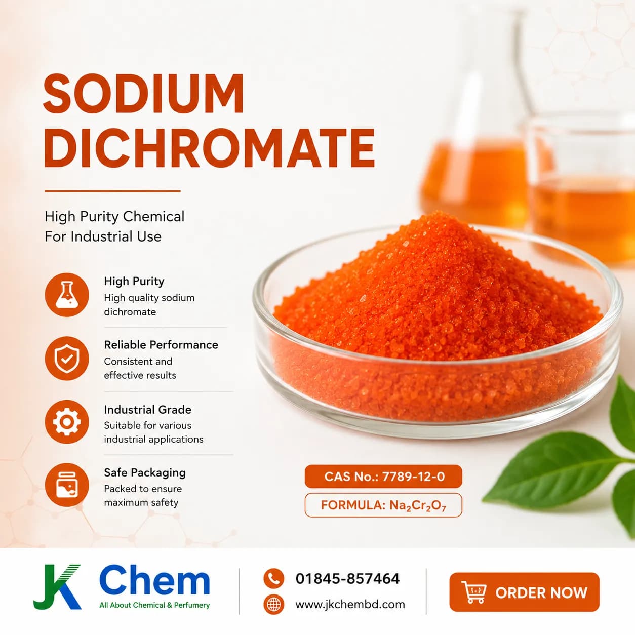 Sodium Dichromate | Industrial Grade Chemical for Metal Treatment, Leather Processing, Laboratory & Specialty Chemical Applications
