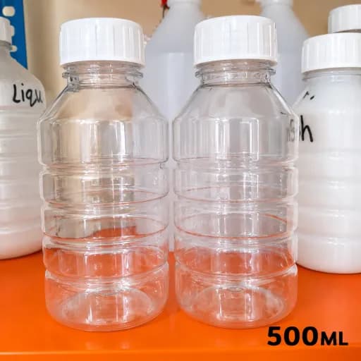 PET Plastic Empty Bottle with Cap  500ml  – Multipurpose Chemical, Cosmetic & Liquid Packaging Bottle