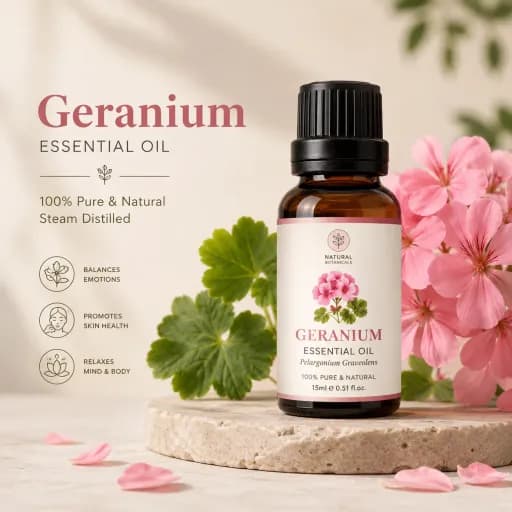 Premium Geranium Essential Oil – Cosmetic Grade Natural Oil for Skin Care, Hair Care, Aromatherapy & Soap Making