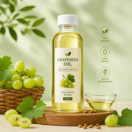 Premium Grapeseed Oil – Cosmetic Grade Natural Carrier Oil for Skin Care, Hair Care, Massage & Soap Making