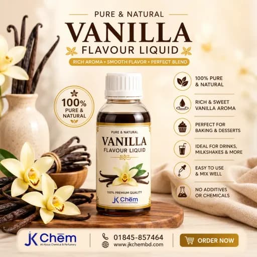 Premium Vanilla Flavour Liquid (Food Grade) – Concentrated Vanilla Flavor for Bakery, Beverages, Desserts & Confectionery