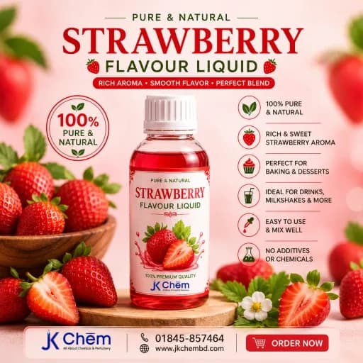 Premium Strawberry Flavour Liquid (Food Grade) – Concentrated Strawberry Flavor for Bakery, Beverages, Desserts & Confectionery