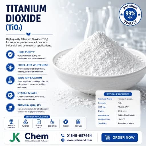 Titanium Dioxide (TiO₂) | Rutile & Anatase Grade High Quality White Pigment for Cosmetic, Paint, Plastic, Ink & Rubber Industries