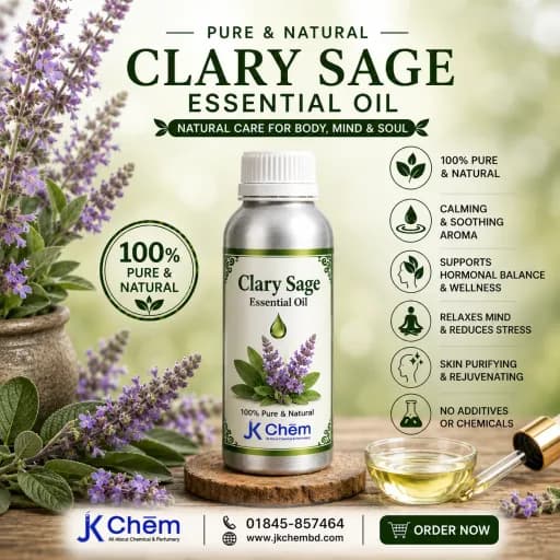 Clary Sage Essential Oil  (ক্ল্যারি সেজ এসেনশিয়াল অয়েল) | Premium Pure Clary Sage Essential Oil for Skincare, Hair Care, Aromatherapy & DIY Cosmetics