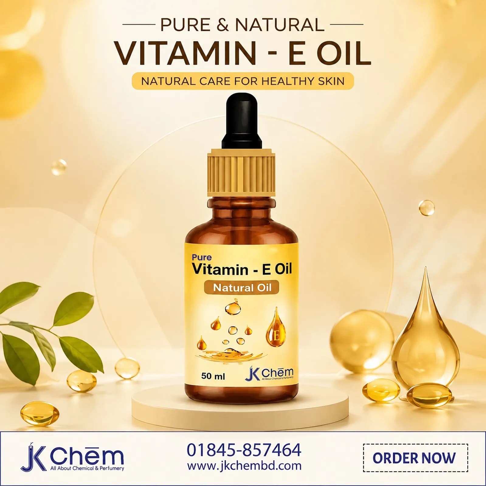 Premium Vitamin E Oil – Cosmetic Grade Tocopherol Oil for Skin Care, Hair Care & DIY Beauty Formulations