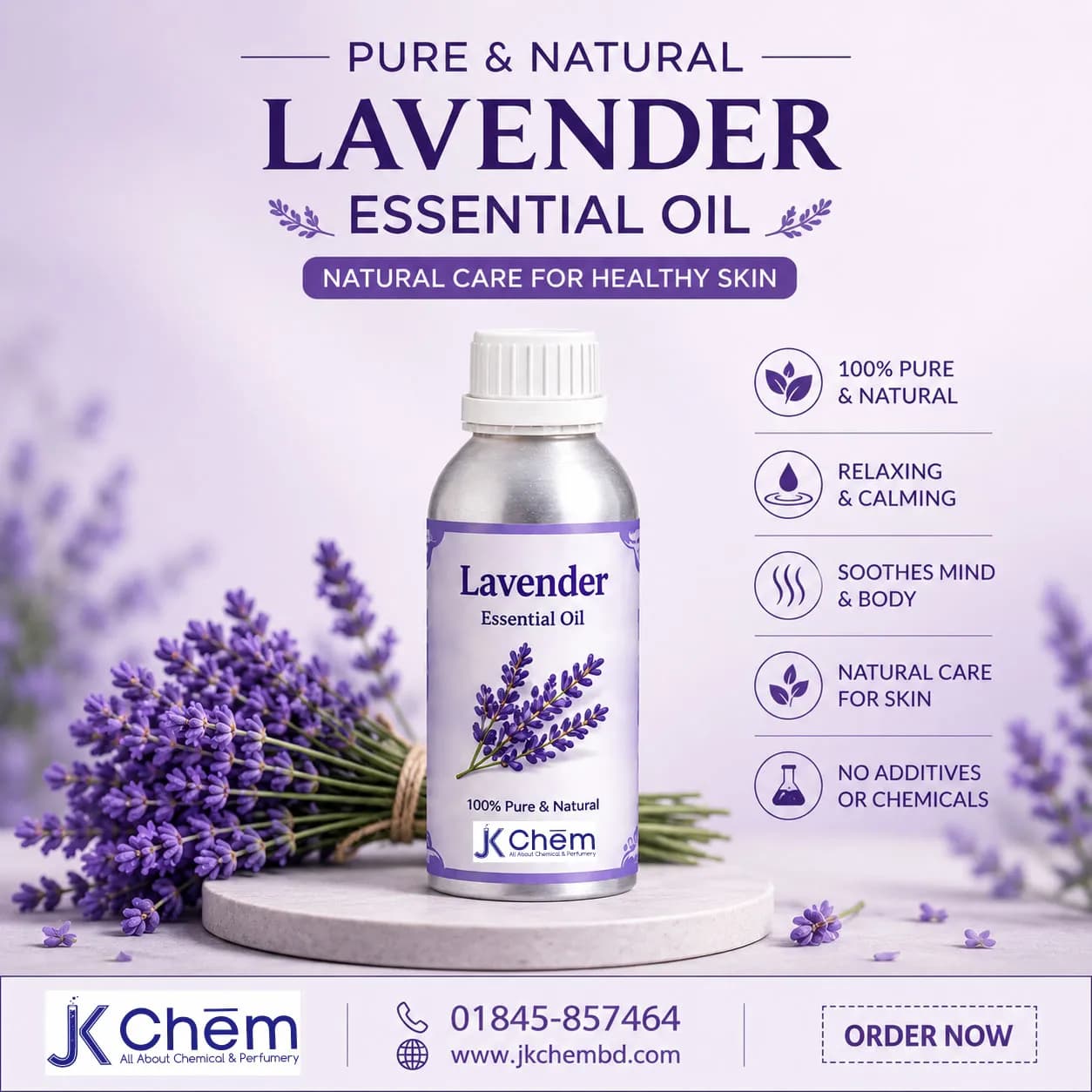 Premium Lavender Essential Oil – Cosmetic Grade Natural Oil for Aromatherapy, Skin Care, Hair Care & Soap Making