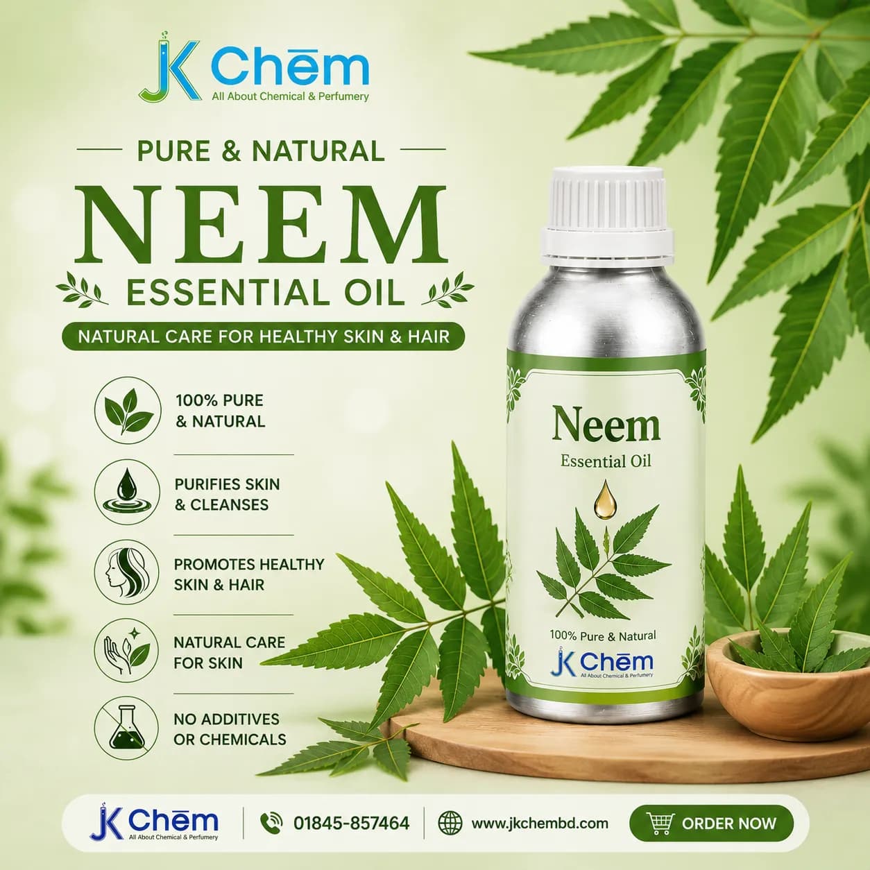 Premium Neem Essential Oil – Cosmetic Grade Natural Oil for Skin Care, Hair Care, Soap Making & Personal Care Formulations