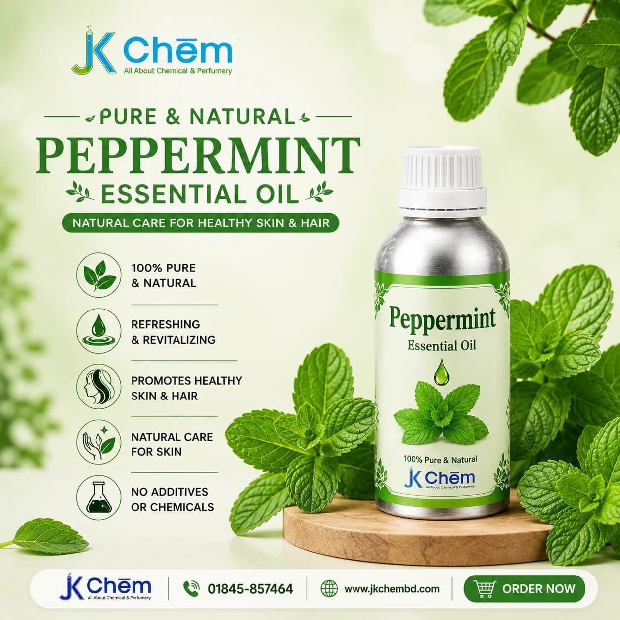 Premium Peppermint Essential Oil – Cosmetic Grade Natural Oil for Aromatherapy, Hair Care, Skincare & Soap Making