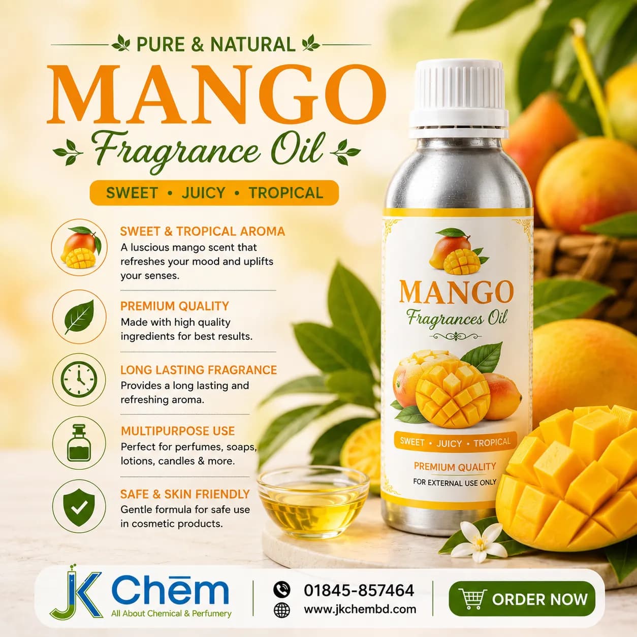 Mango Fragrance Oil – Cosmetic Grade Long-Lasting Tropical Scent for Soap, Candles & Personal Care Products