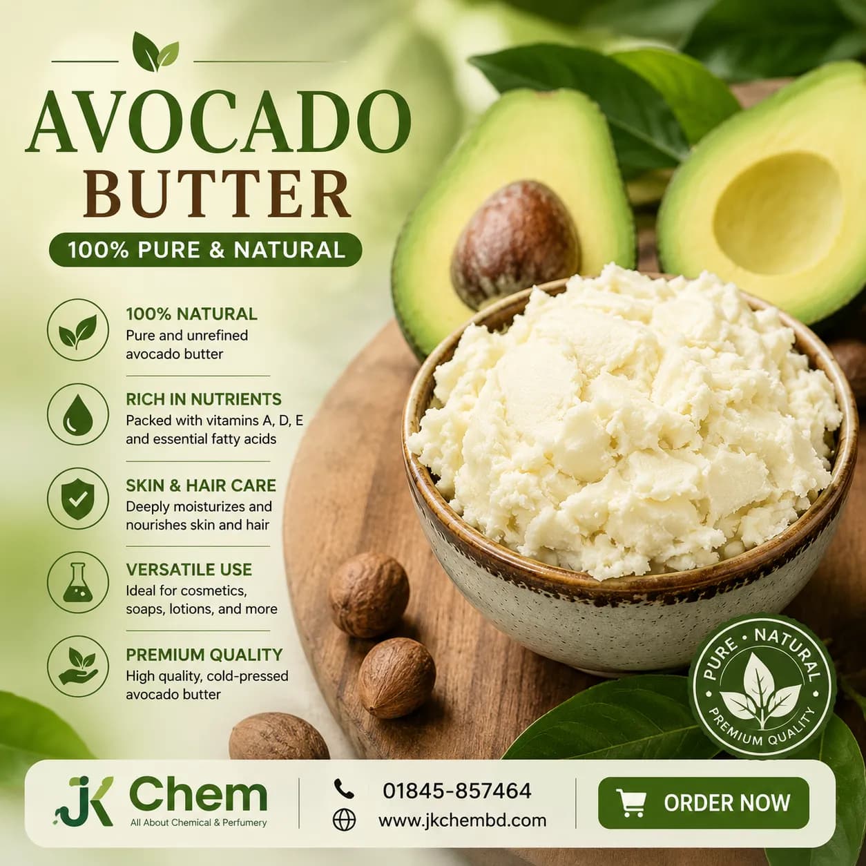 Premium Avocado Butter – Cosmetic Grade Natural Moisturizing Butter for Skin Care, Hair Care & DIY Beauty Formulations
