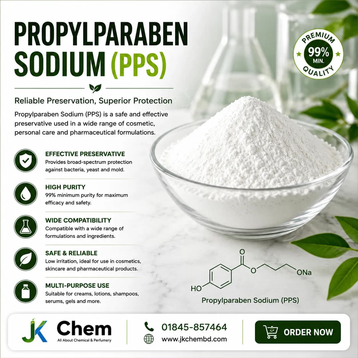 Propylparaben Sodium (PPS) | Cosmetic Grade Water-Soluble Preservative for Creams, Lotions, Shampoo & Liquid Soap
