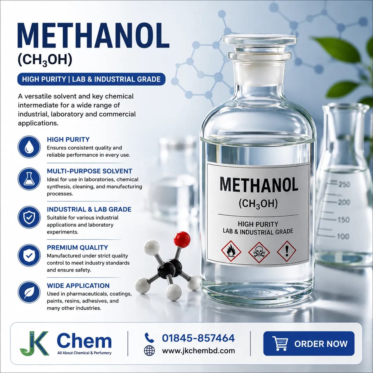 Methanol (Methyl Alcohol) | High Purity Industrial Solvent for Chemical Processing, Laboratory & Industrial Cleaning