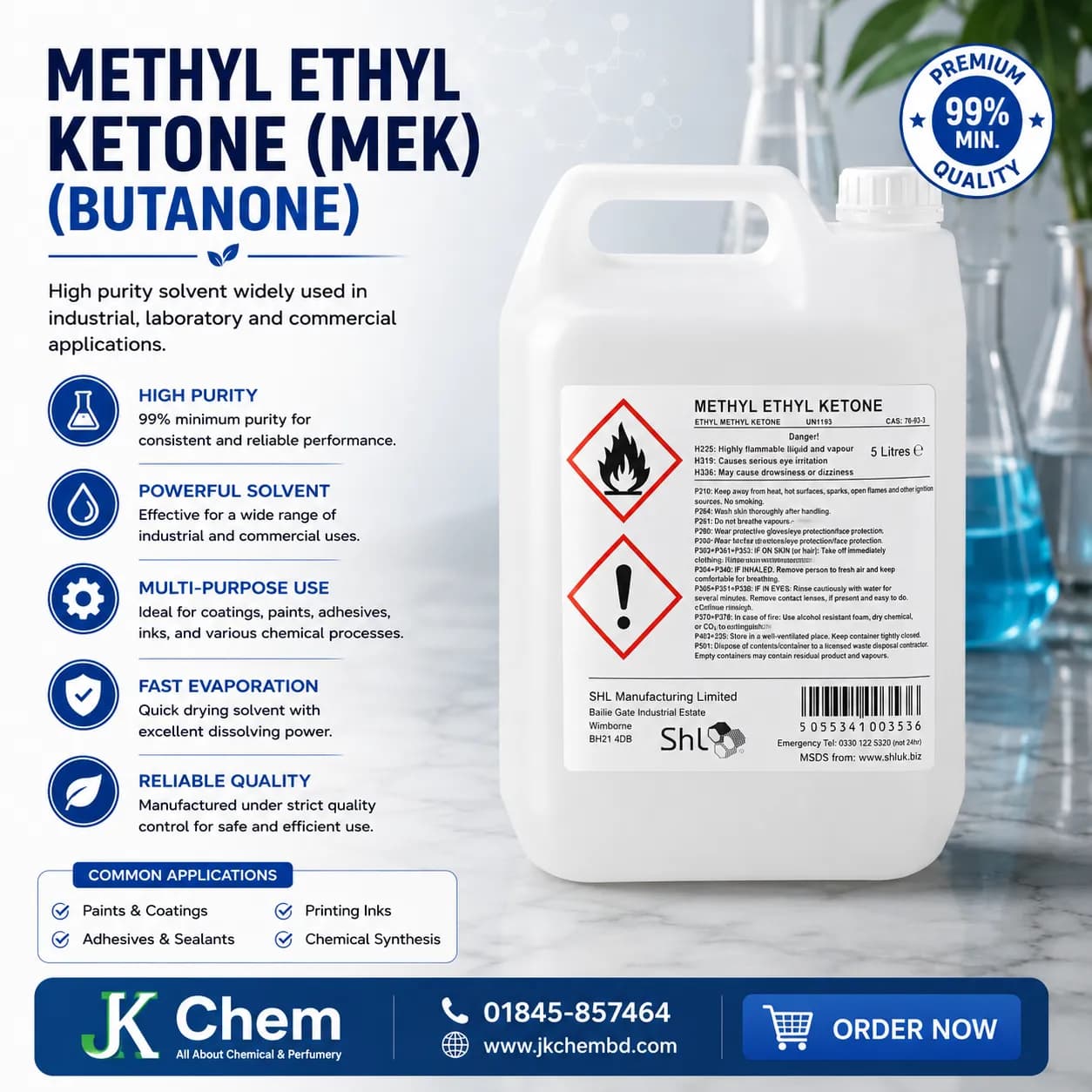 Methyl Ethyl Ketone (MEK) / Butanone | High Purity Industrial Solvent for Printing, Resin, Adhesive & Industrial Cleaning Applications