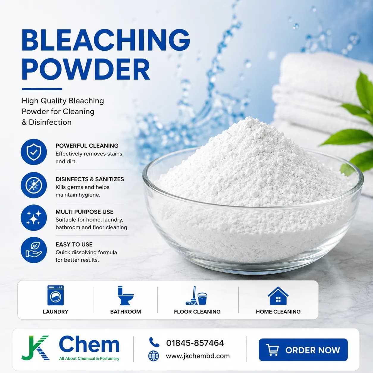 Bleaching Powder | Industrial Grade Calcium Hypochlorite for Water Purification, Surface Disinfection & Sanitation