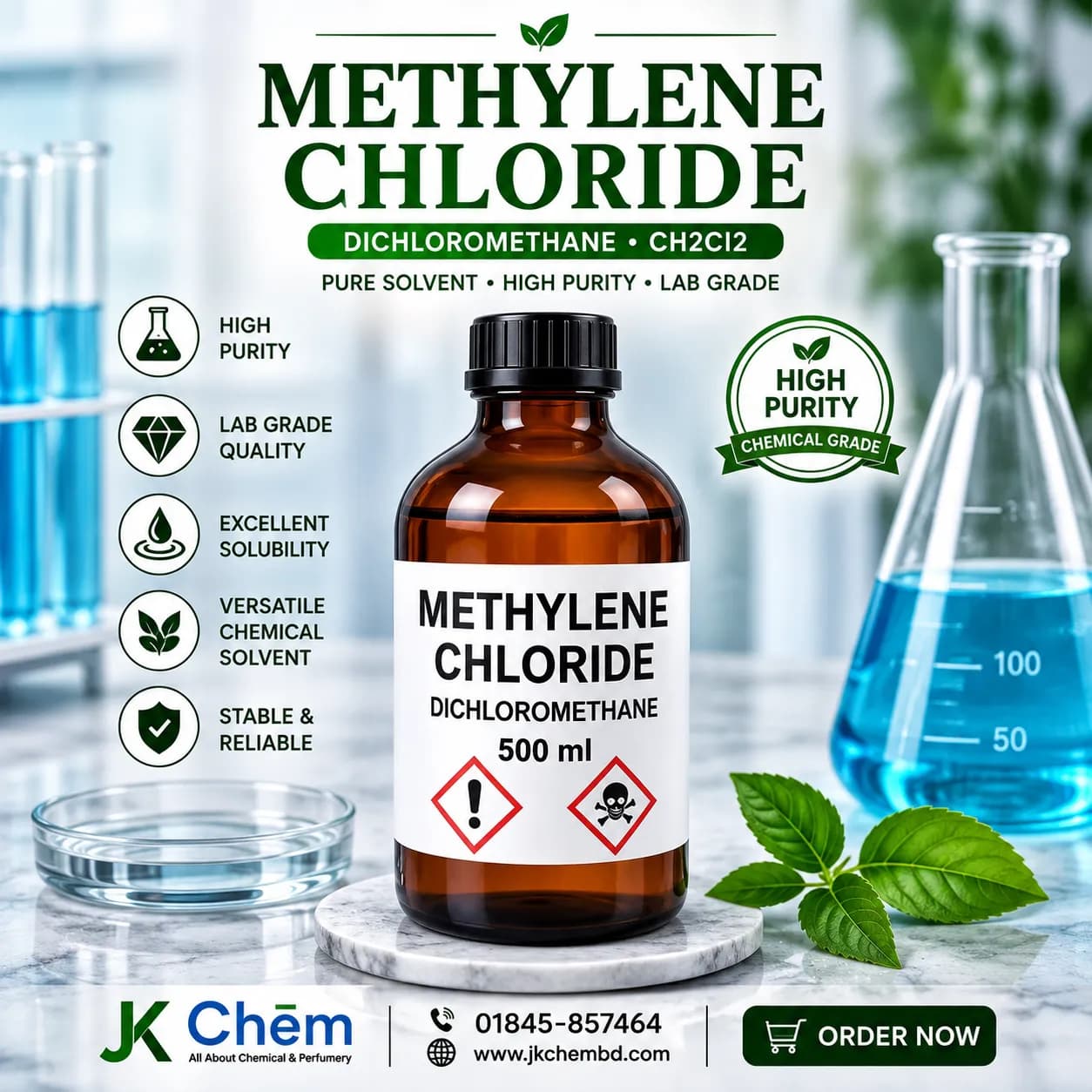 Methylene Chloride (DCM) (মিথিলিন ক্লোরাইড) | Dichloromethane Solvent for Industrial & Laboratory Applications