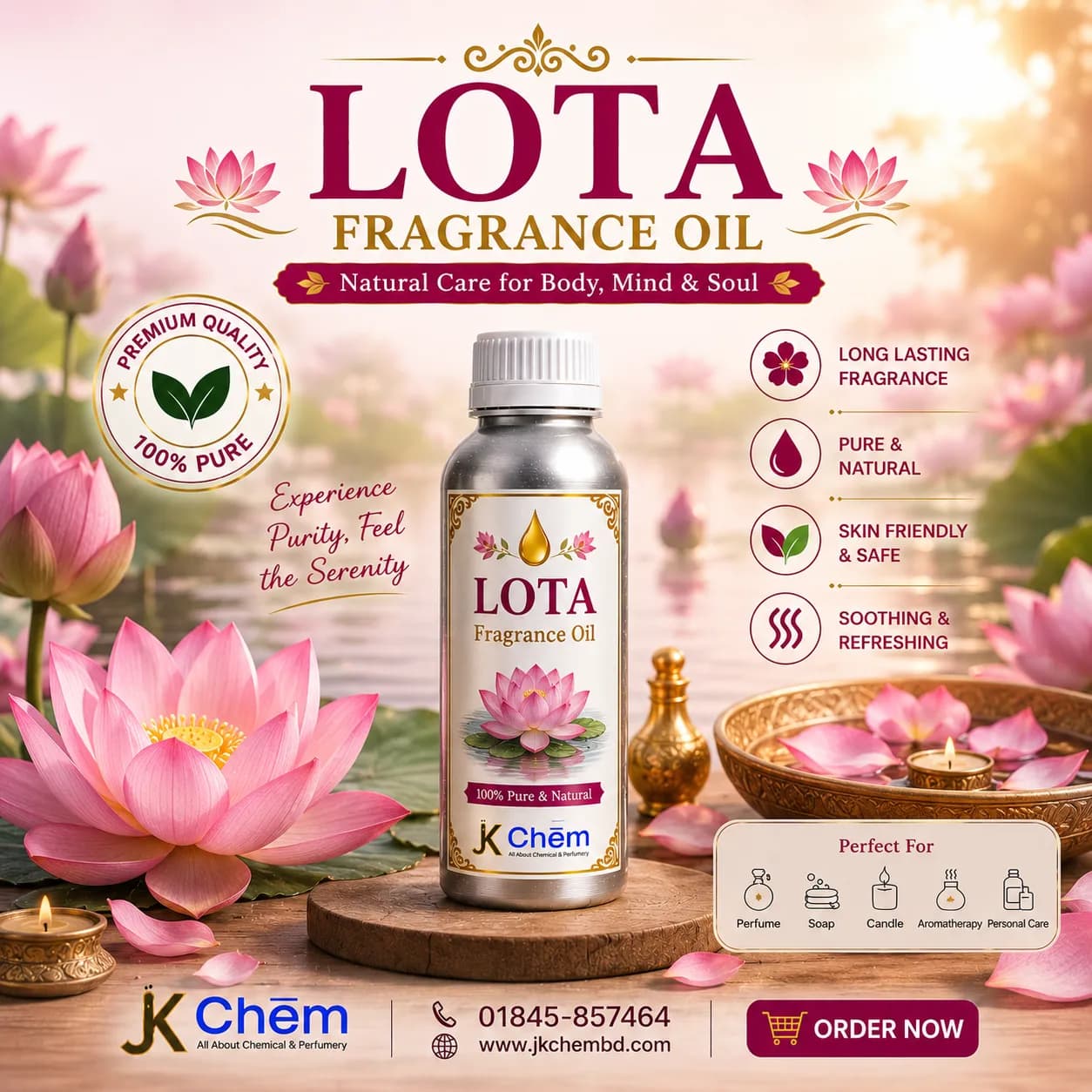 Lota Fragrance Oil (লোটা ফ্র্যাগরেন্স অয়েল) | Premium Long-Lasting Fragrance for Soap, Perfume, Shampoo, Cosmetics & Personal Care